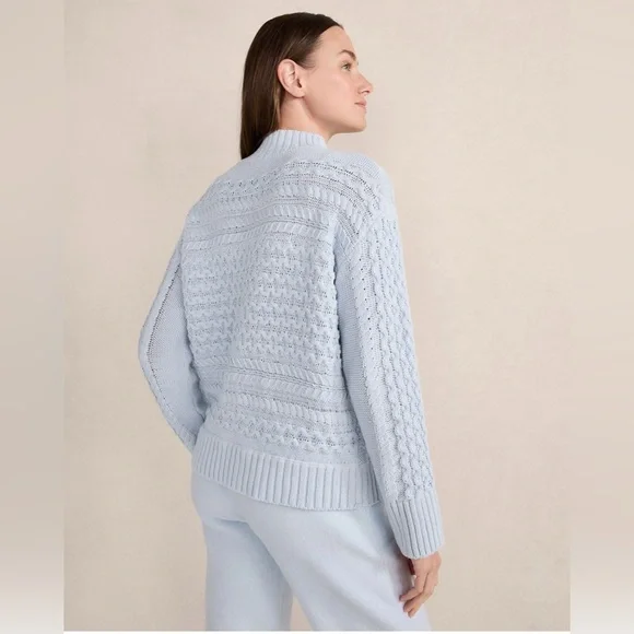 NWT Haven Well Within Organic Cotton Cable Knit Funnel Neck Sweater Sz M - Picture 3 of 8